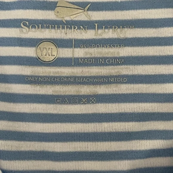 Southern Lure Boys Largish Striped Blue and White Polo Shirt - Picture 3 of 3